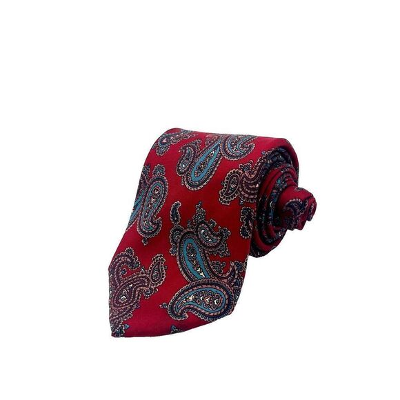 CHRISTIAN DIOR MENS 100% SILK‎ PAISLEY TIE MADE IN USA VINTAGE Gorgeous Mint - Picture 1 of 5